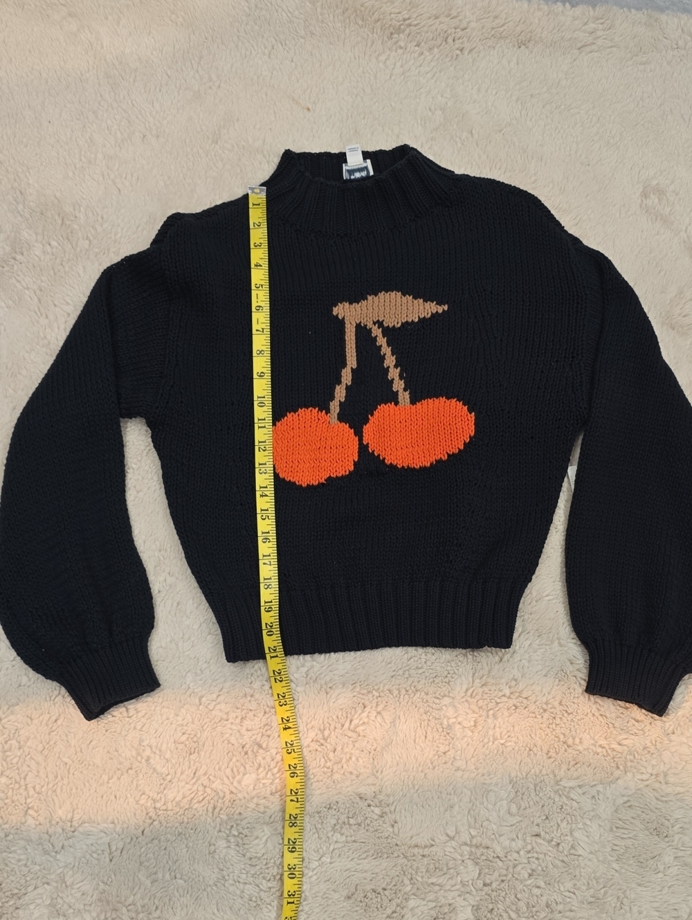 Maeve Black Sweater with Orange Cherry Motif - Picture 7 of 9